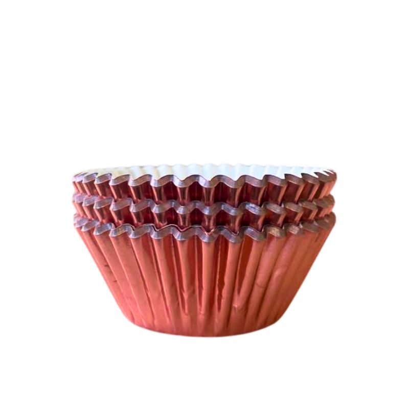 Θήκες cupcake ροζ μεταλλιζέ 5cm 15τεμ