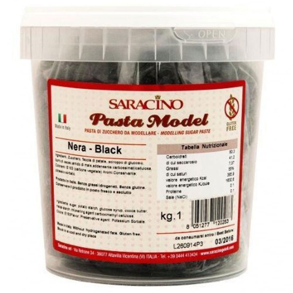 Ζαχαρόπαστα μοντελισμού μαύρο Saracino κιλό