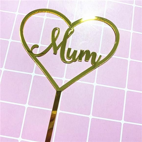 Topper Mum με καρδιά χρυσό 16cm