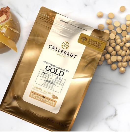 Κουβερτούρα σταγόνες λευκή Gold Caramel 2,5 κιλά Callebaut