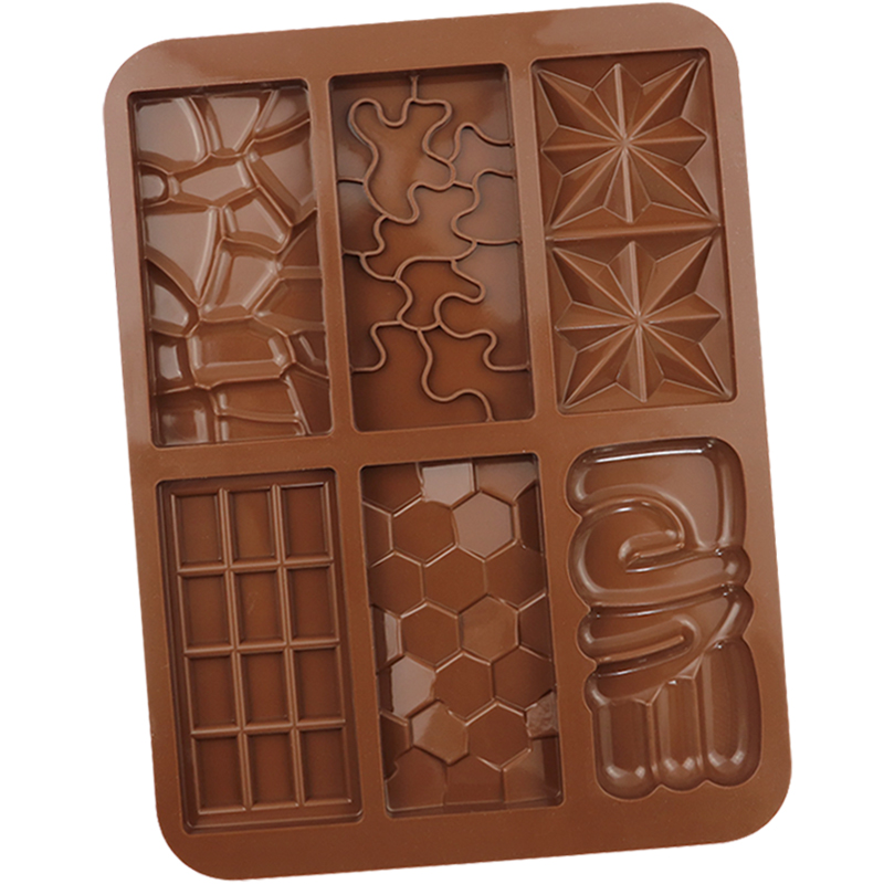 Φόρμα σιλικόνης ορθογώνιες πλάκες σοκολάτας με 6 σχέδια