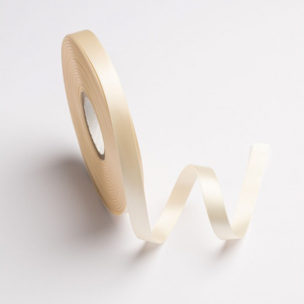 Κορδέλα σατέν ιβουάρ με ούγια 12mm 50m διπλής όψης