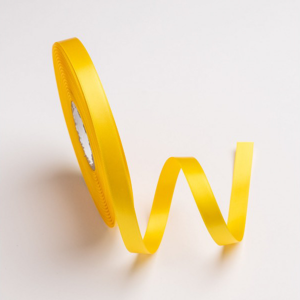 Κορδέλα σατέν κίτρινο με ούγια 12mm 50m διπλής όψης