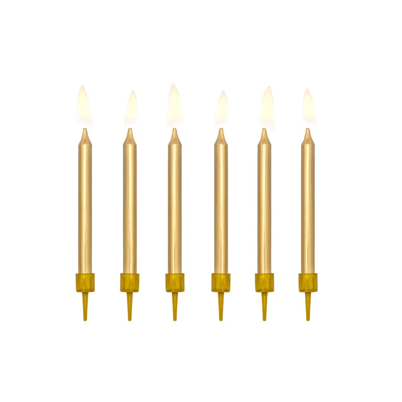 Κεριά χρυσά απλά με βάση 6τεμ 6cm