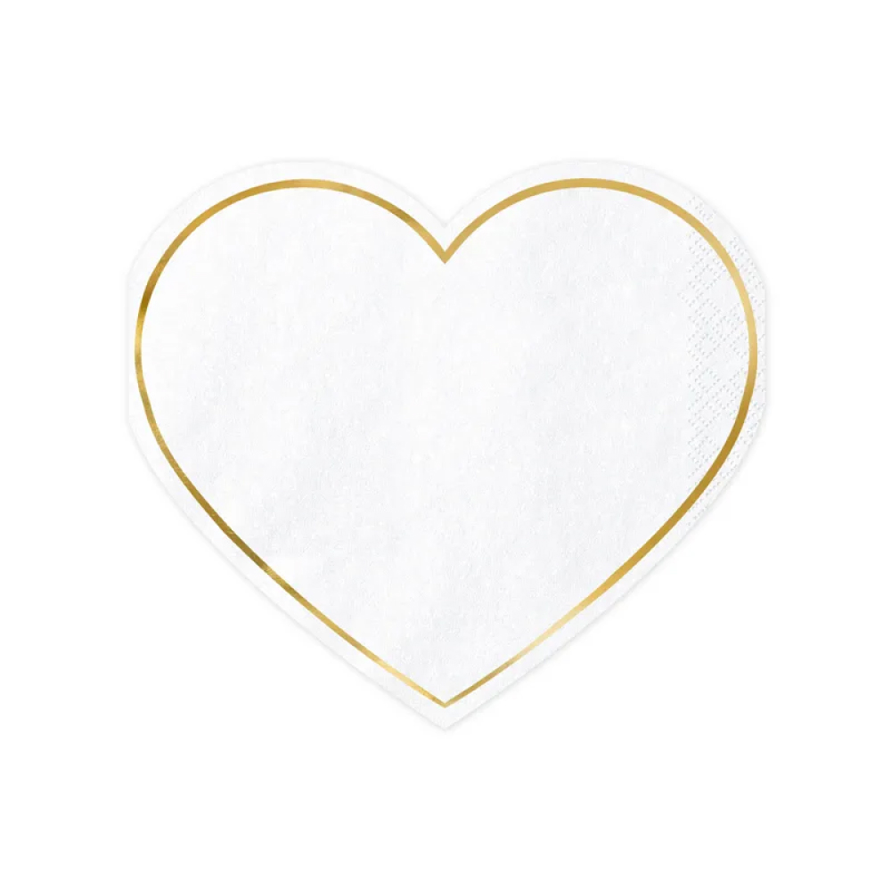 Χαρτοπετσέτες καρδιές με χρυσό περίγραμμα 14,5x12,0cm 20τεμ