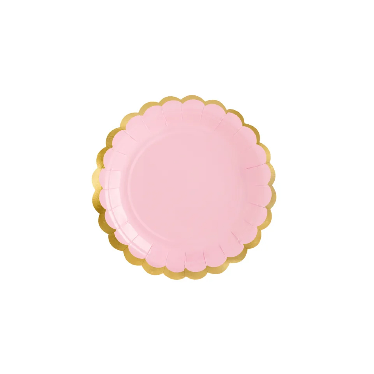 Πιάτα χάρτινα ροζ με χρυσό περίγραμμα 18cm 6τεμ