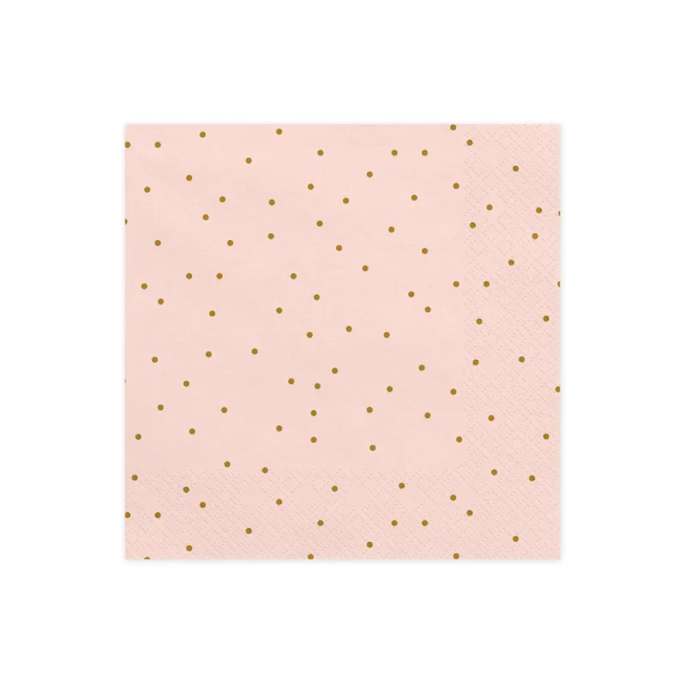 Χαρτοπετσέτες ροζ πουά χρυσό 33cm 20τεμ