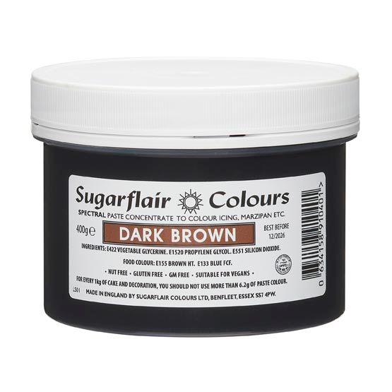 Χρώμα πάστα καφέ σκούρο dark brown 400gr Sugarflair