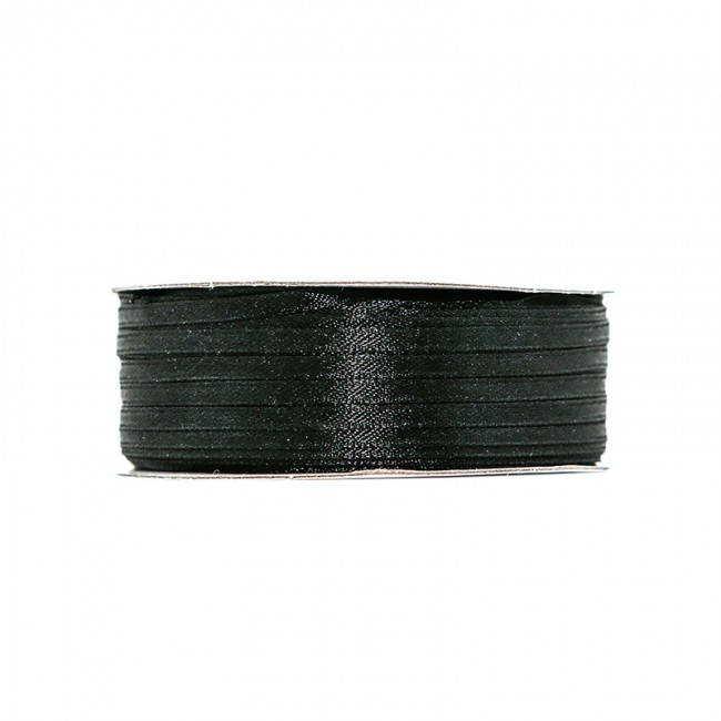 Κορδέλα σατέν μαύρο 3mm 100m διπλής όψης