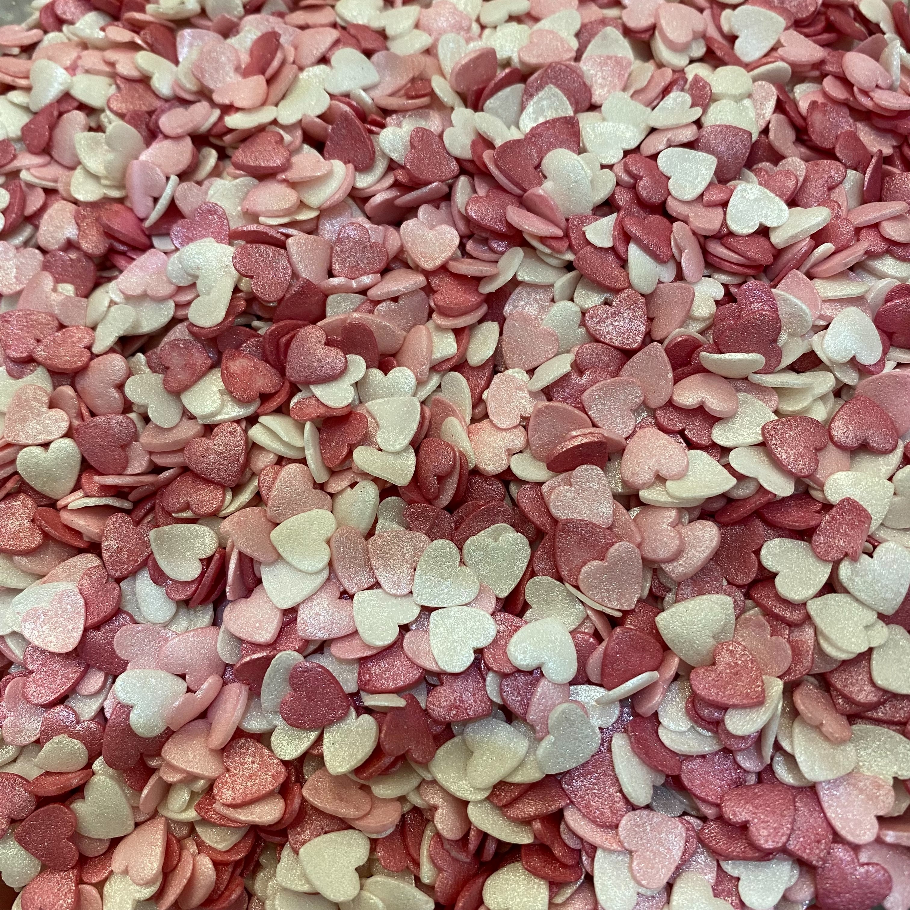 Sprinkles καρδιές λευκές- ροζ- φουξ 30γρ