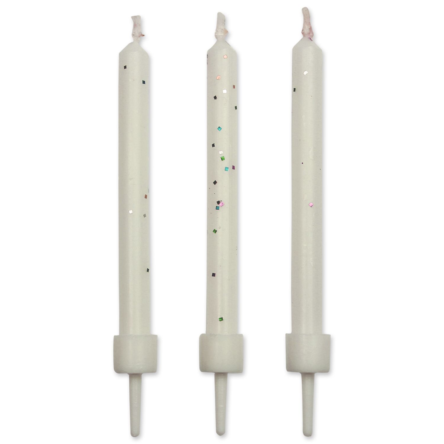 Κεριά λευκά 6cm με glitter και βάση 10τεμ PME