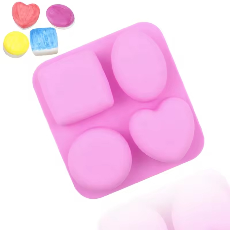 Φόρμα σιλικόνης οβάλ- καρδιά- τετράγωνο- στρόγγυλο 4τεμ