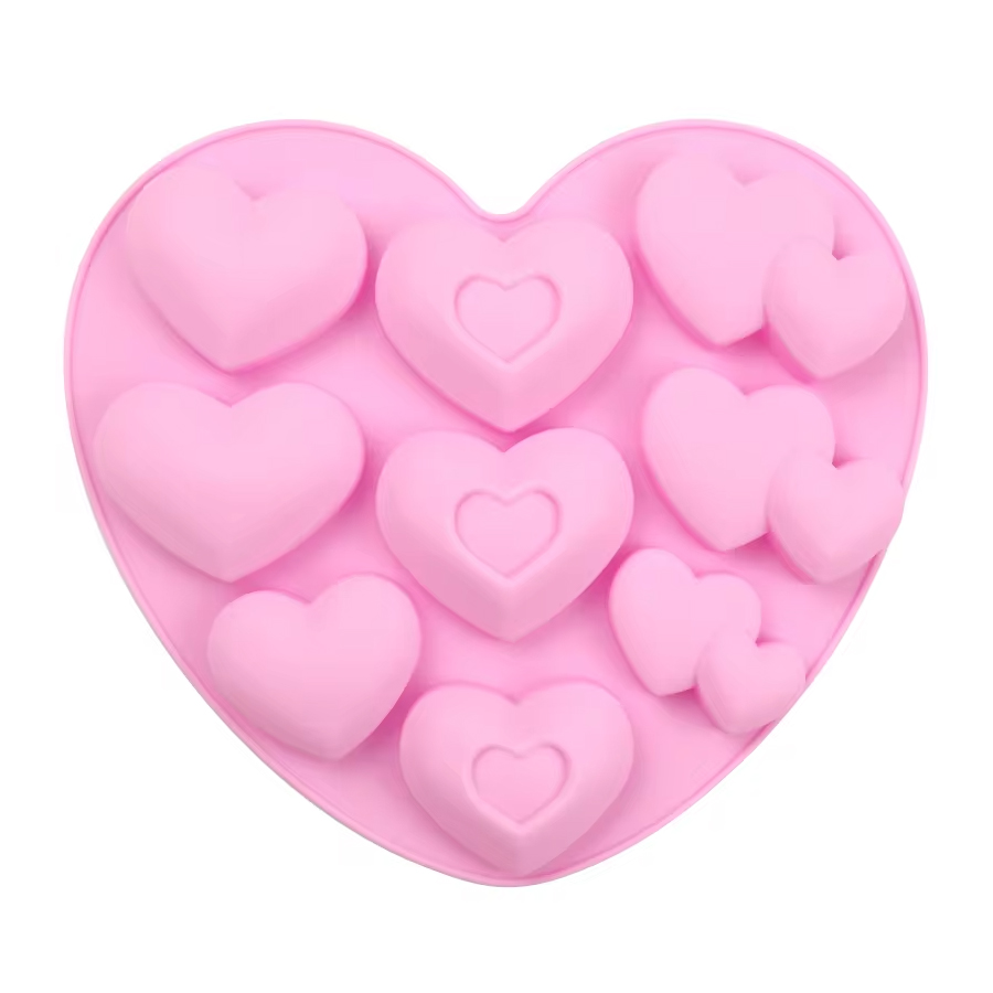Φόρμα σιλικόνης καρδιές πομπέ διάφορες 9τεμ (σχήμα καρδιά)