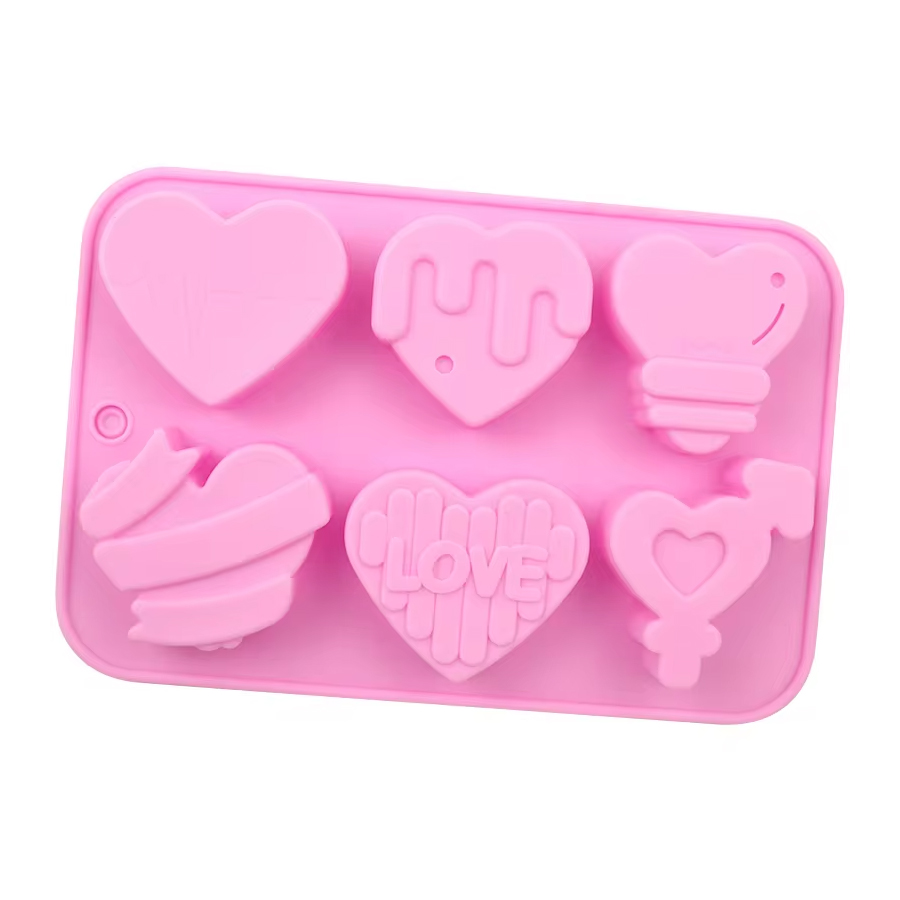 Φόρμα σιλικόνης καρδιές διάφορα σχέδια 6τεμ