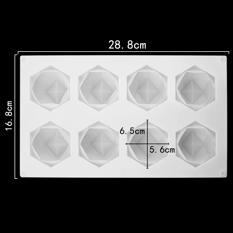 Φόρμα σιλικόνης στρόγγυλα diamond 6,5x5,6cm 8τεμ - Image 3