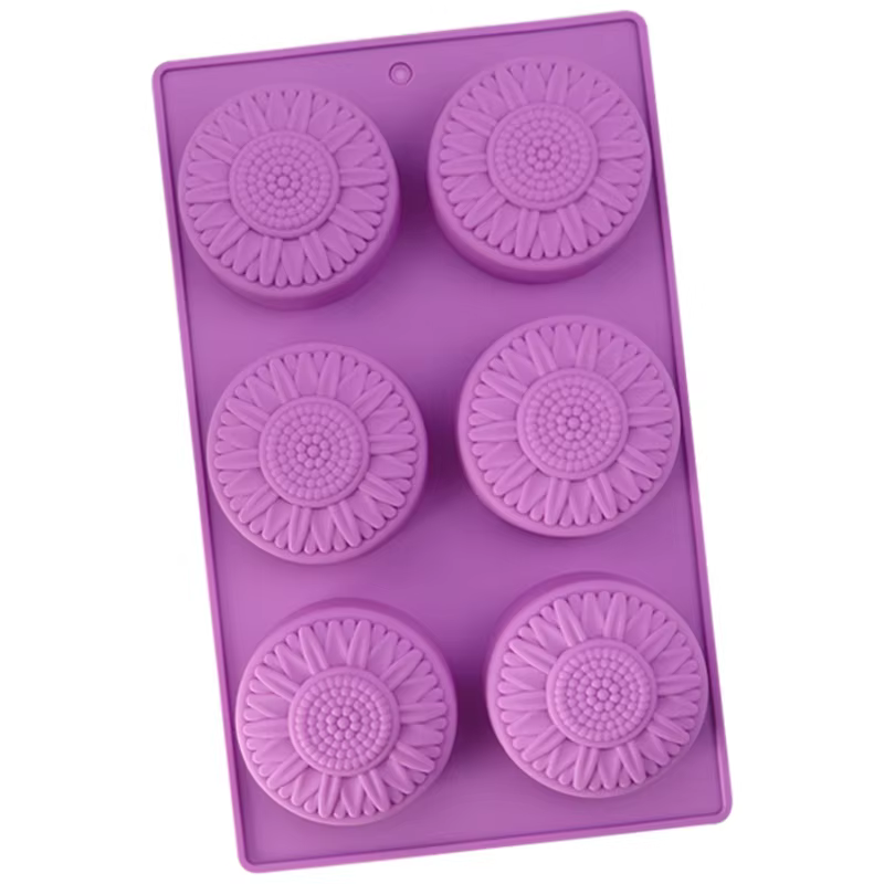 Φόρμα σιλικόνης στρόγγυλα με ηλίανθους 7,3cm 6τεμ