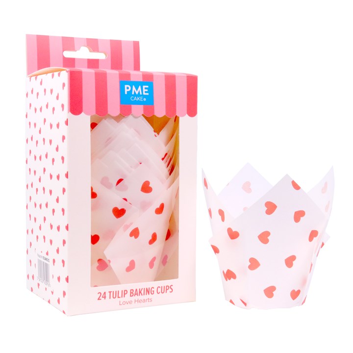 Θήκες για muffin τουλίπες Love Hearts 24τεμ PME