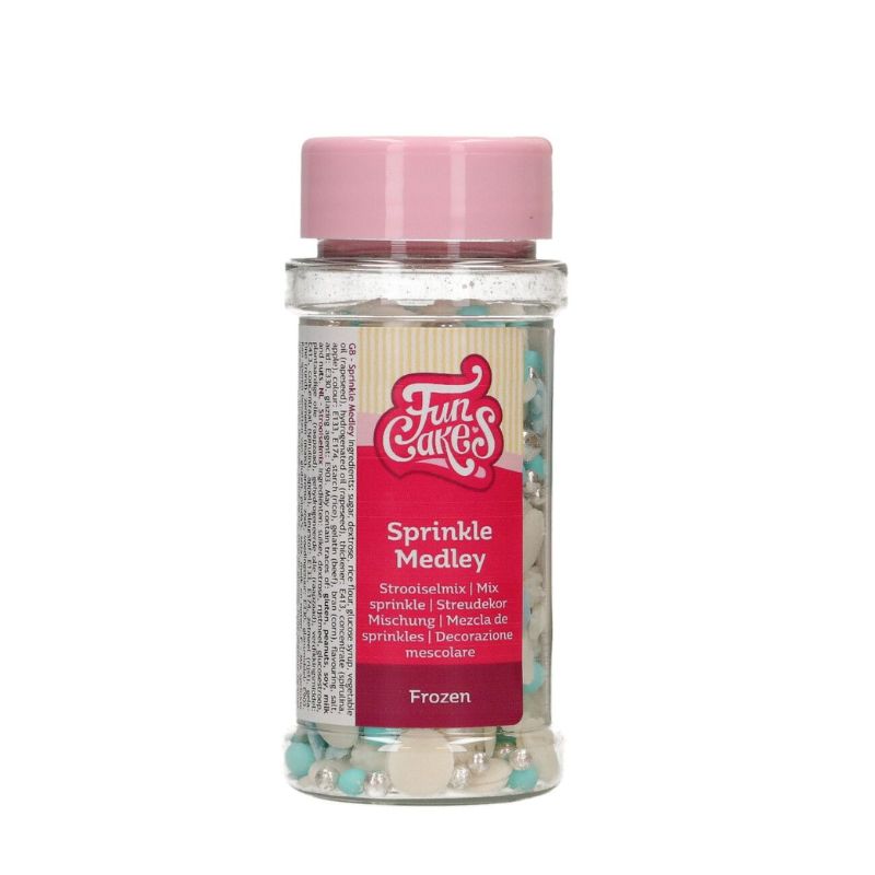 Sprinkles διάφορα λευκά γαλάζια medley frozen 50γρ Funcakes