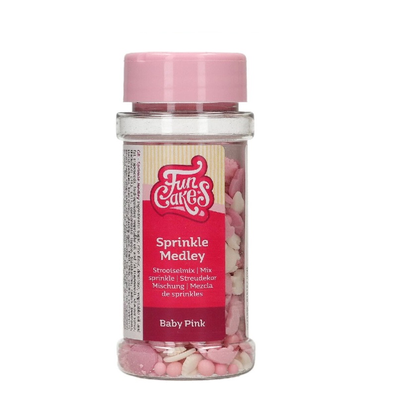 Sprinkles ροζ λευκό medley baby pink 50γρ Funcakes
