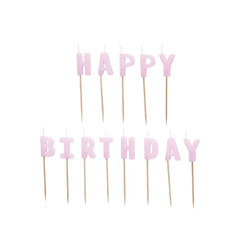 Κεριά Happy Birthday λιλά 2,5cm Party Deco