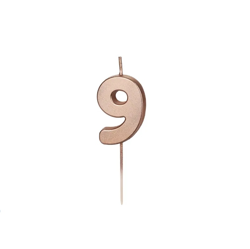Κερί 9 ροζ χρυσό 4,5cm Party Deco