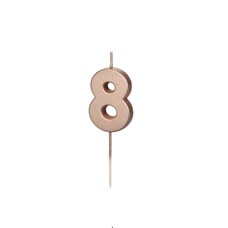 Κερί 8 ροζ χρυσό 4,5cm Party Deco