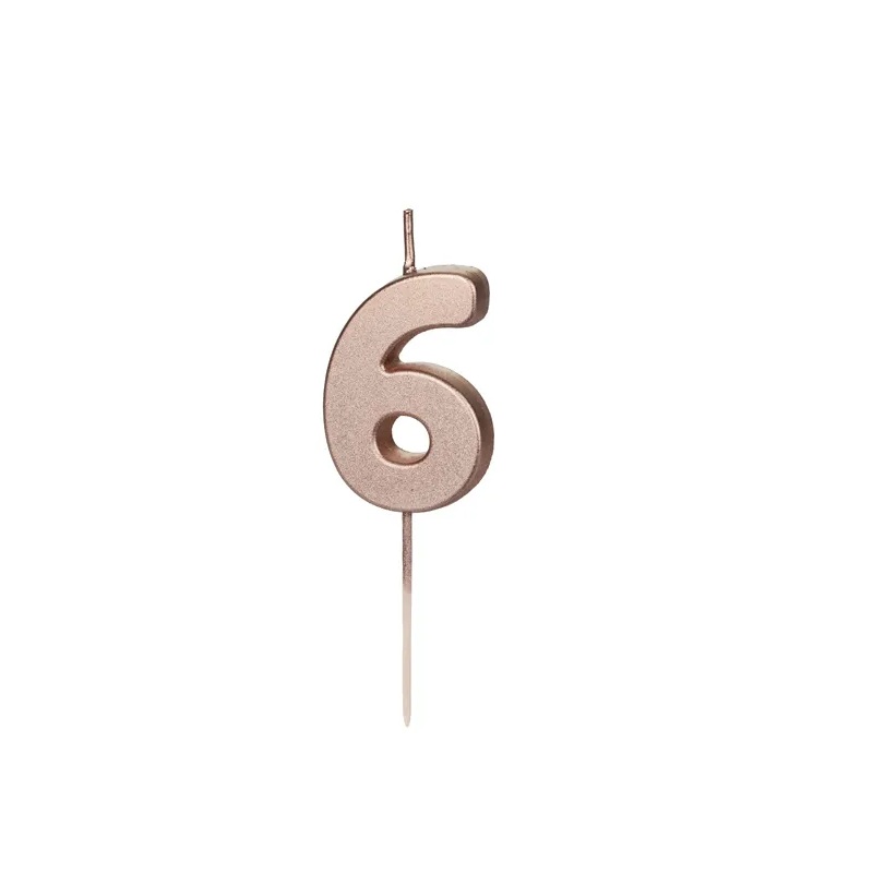Κερί 6 ροζ χρυσό 4,5cm Party Deco