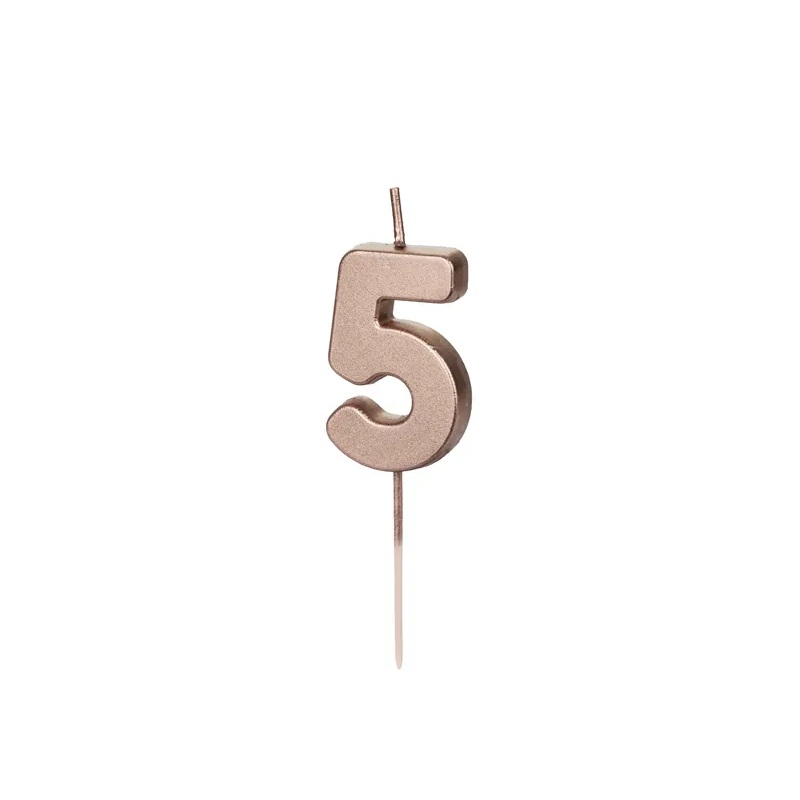 Κερί 5 ροζ χρυσό 4,5cm Party Deco