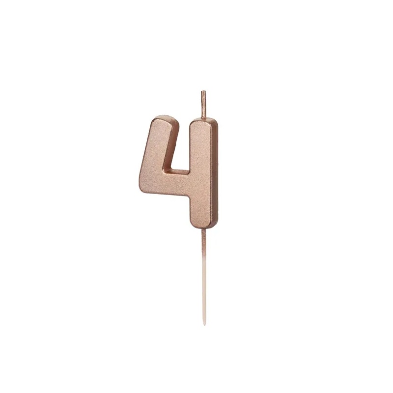 Κερί 4 ροζ χρυσό 4,5cm Party Deco
