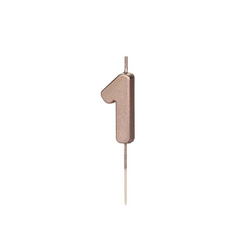 Κερί 1 ροζ χρυσό 4,5cm Party Deco