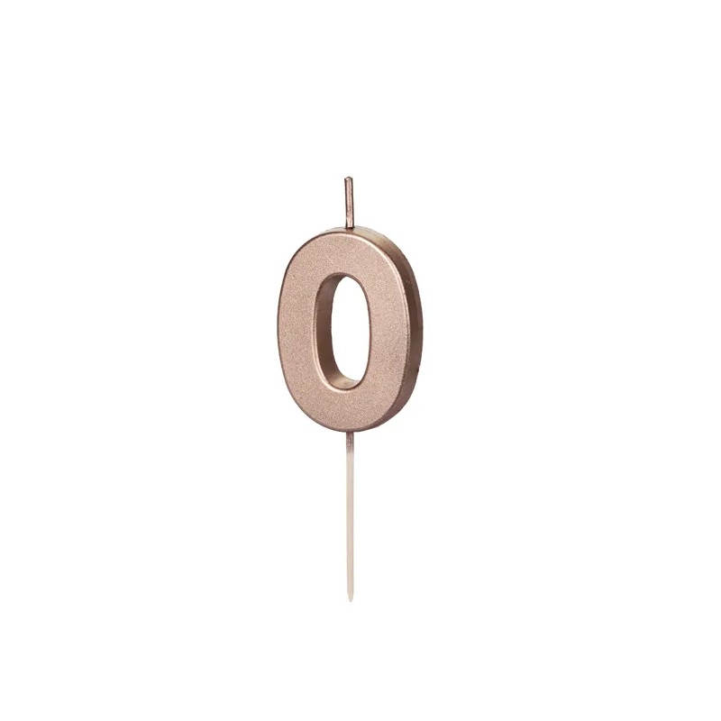 Κερί 0 ροζ χρυσό 4,5cm Party Deco