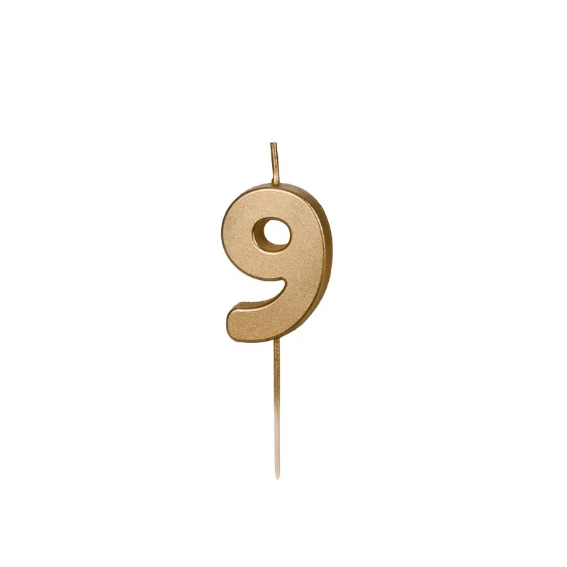 Κερί 9 χρυσό 4,5cm Party Deco
