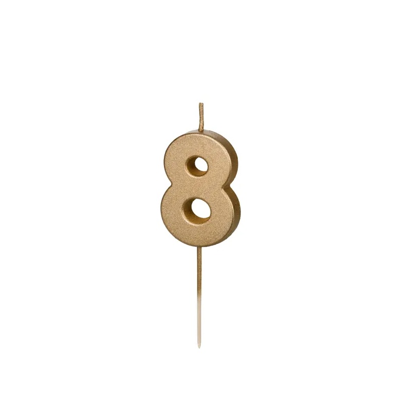 Κερί 8 χρυσό 4,5cm Party Deco