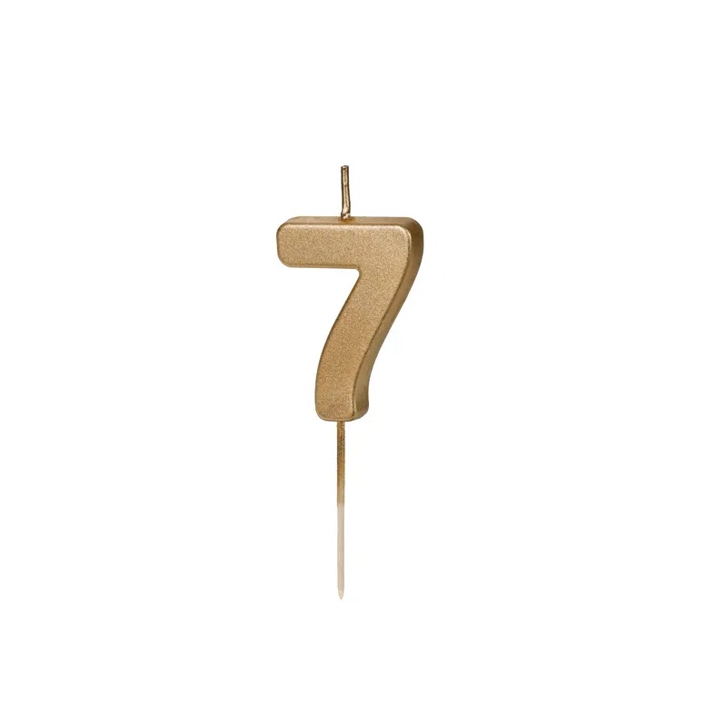 Κερί 7 χρυσό 4,5cm Party Deco
