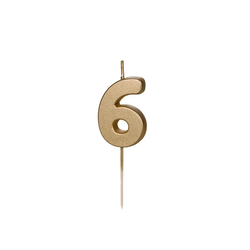 Κερί 6 χρυσό 4,5cm Party Deco