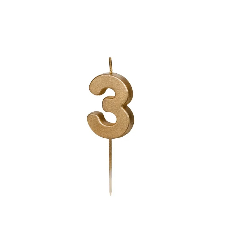 Κερί 3 χρυσό 4,5cm Party Deco