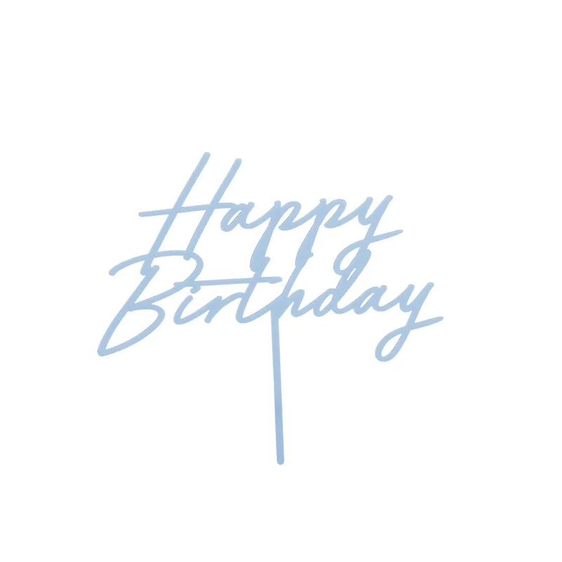 Topper Happy Birthday γαλάζιο ακρυλικό 16cm Party Deco