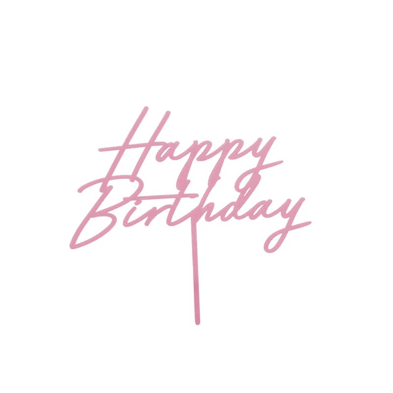 Topper Happy Birthday ροζ ακρυλικό 16cm Party Deco