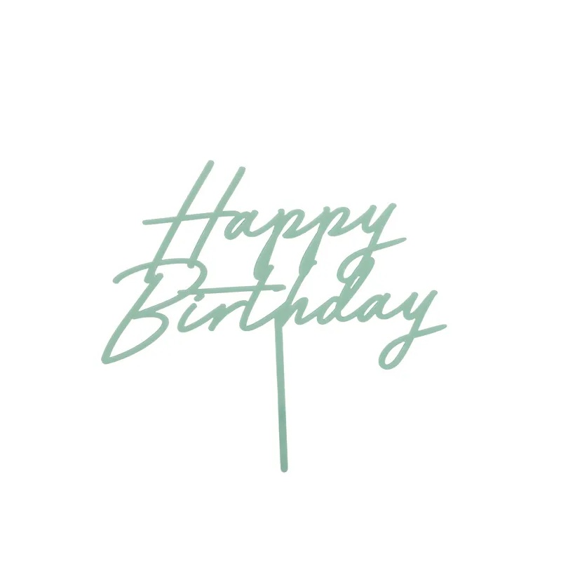 Topper Happy Birthday πράσινο ανοικτό ακρυλικό 16cm Party Deco