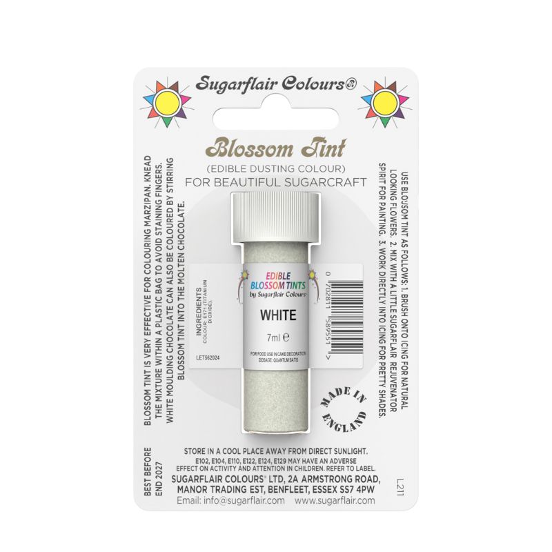 Χρώμα ζαχαροπλαστικής σκόνη λευκό 7ml Sugarflair - Image 2