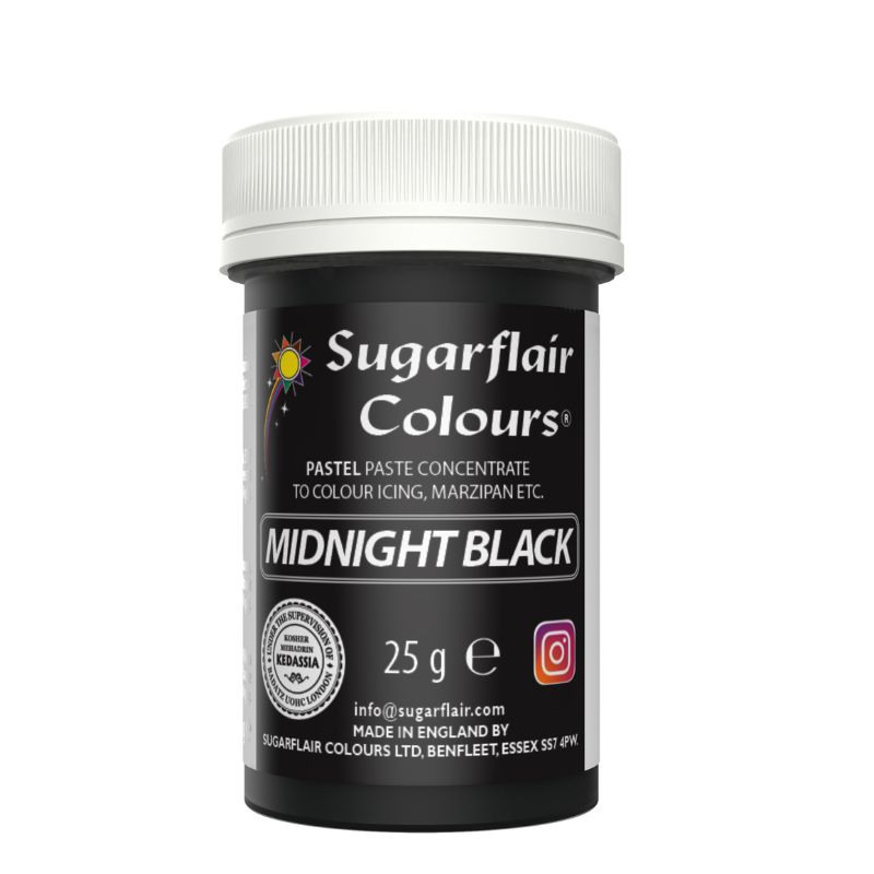 Χρώμα ζαχαροπλαστικής πάστα μαύρο midnight 25γρ Sugarflair - Image 2