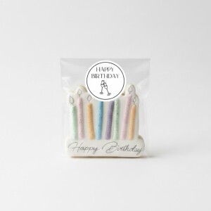 Alternative view of Αυτοκόλλητα Happy Birthday λευκό - μαύρο minimal 25 τεμ