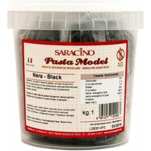 Ζαχαρόπαστα μοντελισμού μαύρο 1 κιλό Saracino