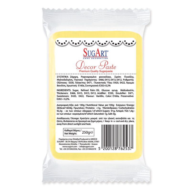 Ζαχαρόπαστα κίτρινη 250γρ Sugart