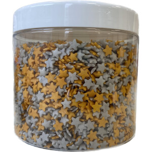 Sprinkles αστεράκια χρυσά- ασημί 400γρ Sweetbite