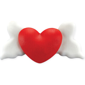 Καρδιές κόκκινες με φτερά πομπέ 6cm 6τεμ Sugart