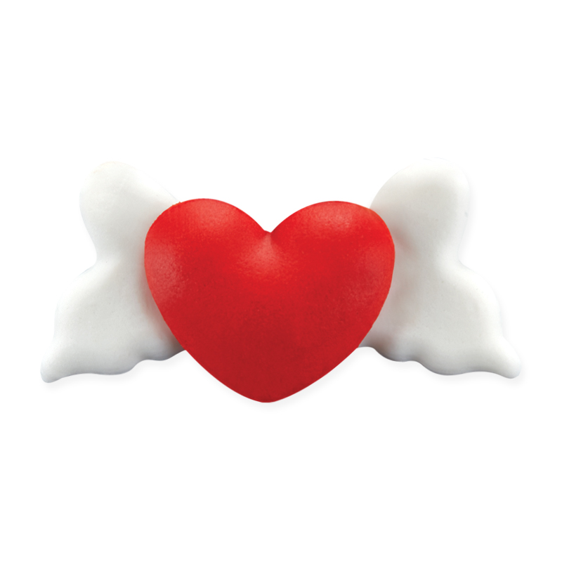 Καρδιές κόκκινες με φτερά πομπέ 6cm 6τεμ Sugart