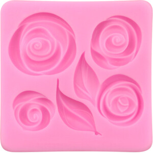Καλούπι σιλικόνης τριαντάφυλλα με φύλλα