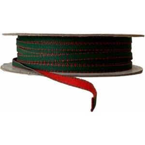 Alternative view of Κορδέλα Χριστ. με γαζιά κόκκινο-πράσινο σκούρο 5mm 20m