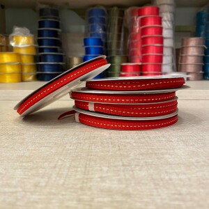 Κορδέλα gros κόκκινη με χρυσό γαζί 6mm 20m